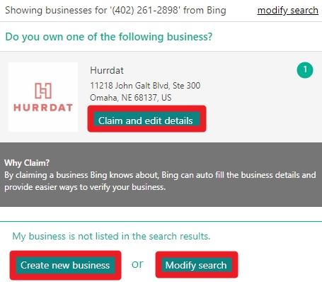 Bing Local Search: Create a New Business or Claim Your Business