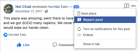 report fake reviews on facebook