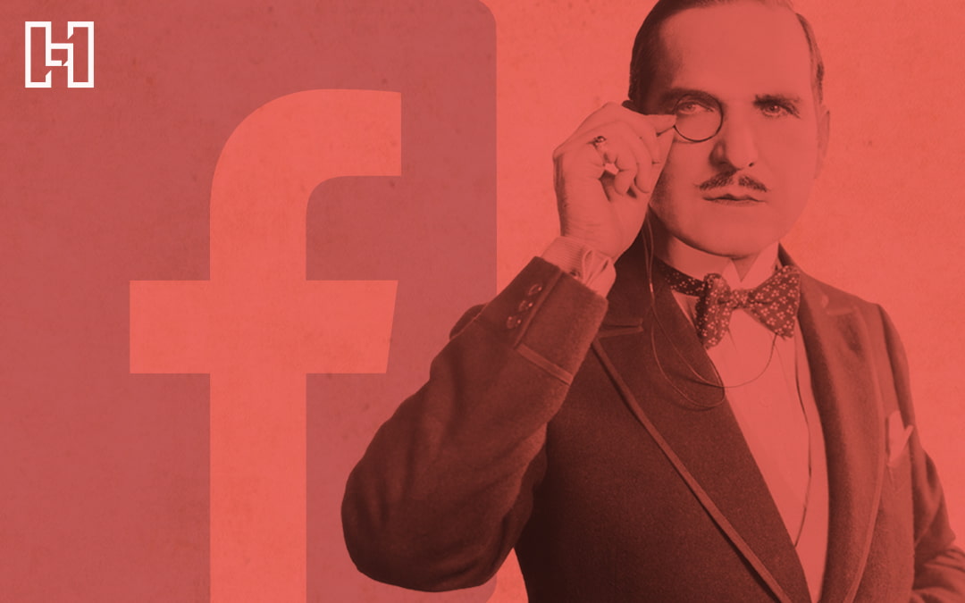 Featured Graphic of a man with monocle and Facebook logo