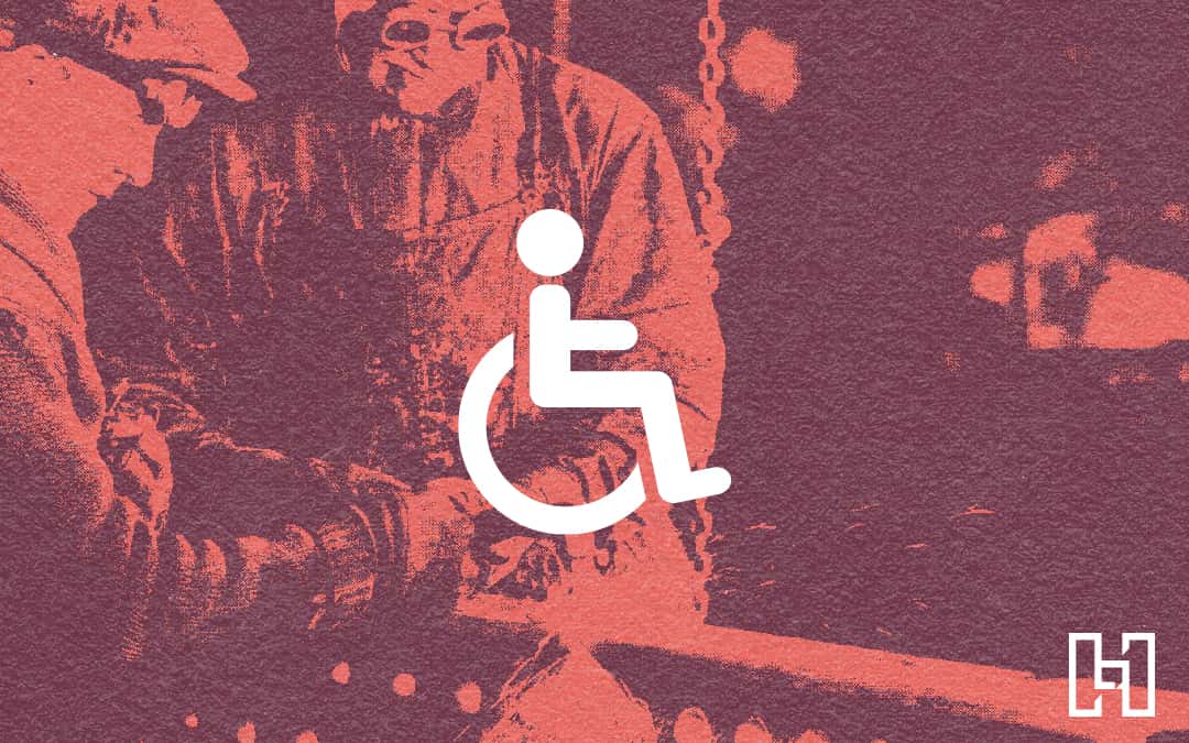 handicap symbol over image of someone welding