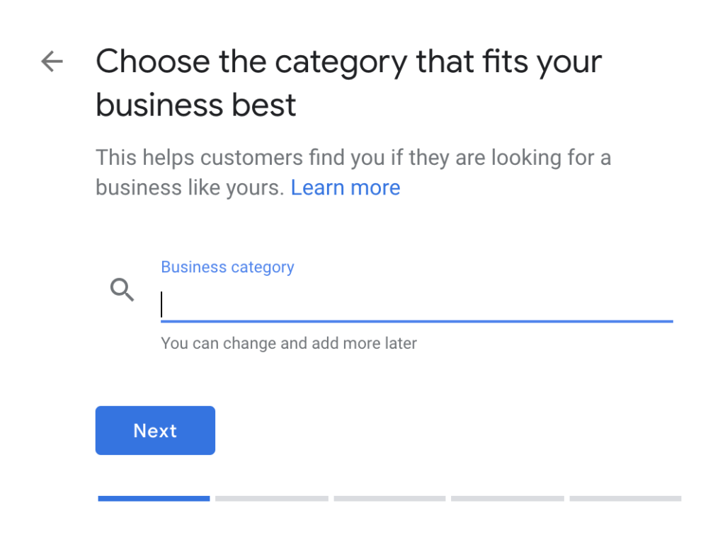 Step 3 of GMB Setup: Add Your Business Category