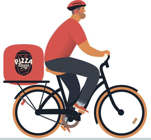 pizza delivery man on bike