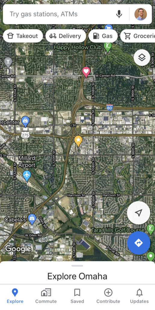 Screenshot of Google Maps Mobile App
