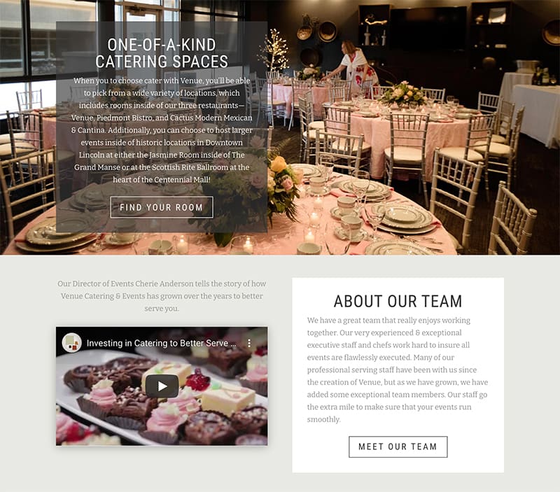 Venue Restaurant & Catering website screenshot