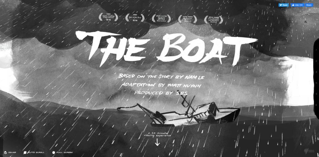 Screenshot Example of Storytelling Design in Web Design from The Boat