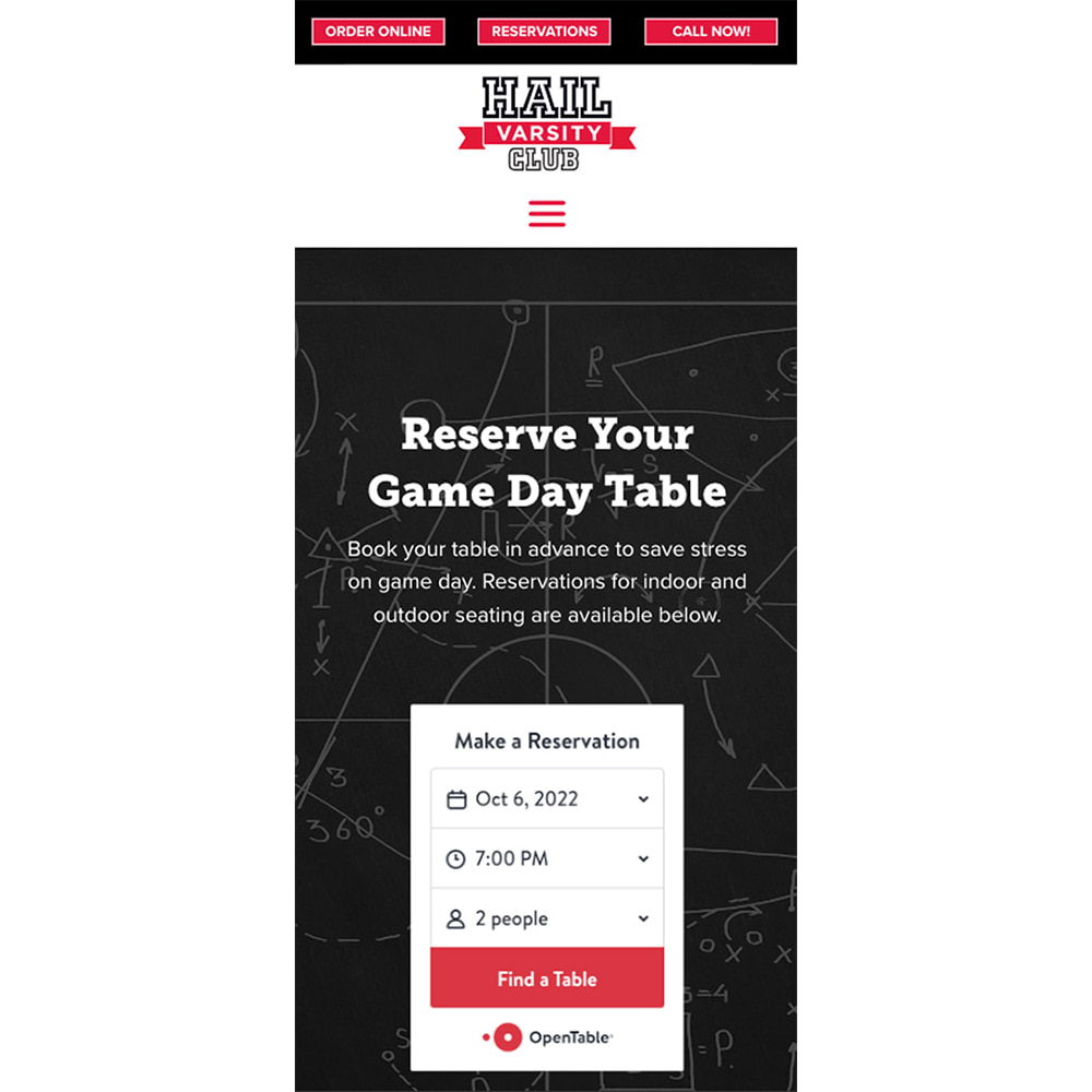 HVC mobile reservation page screenshot