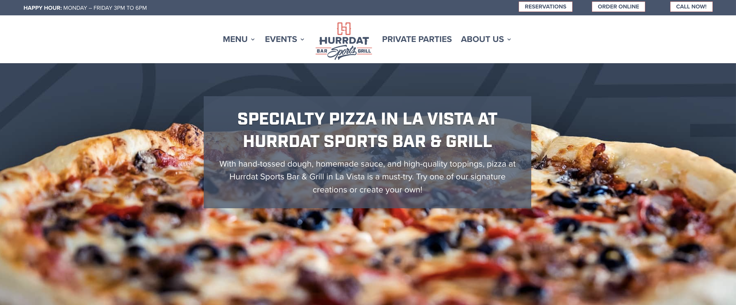 HVC Pizza menu page screenshot