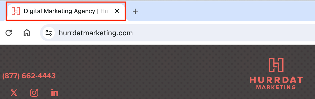 A webpage SEO title highlighted in a browser tab.