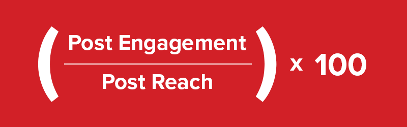 How to calculate engagement rate by reach with formula (Post engagement / post reach) * 100