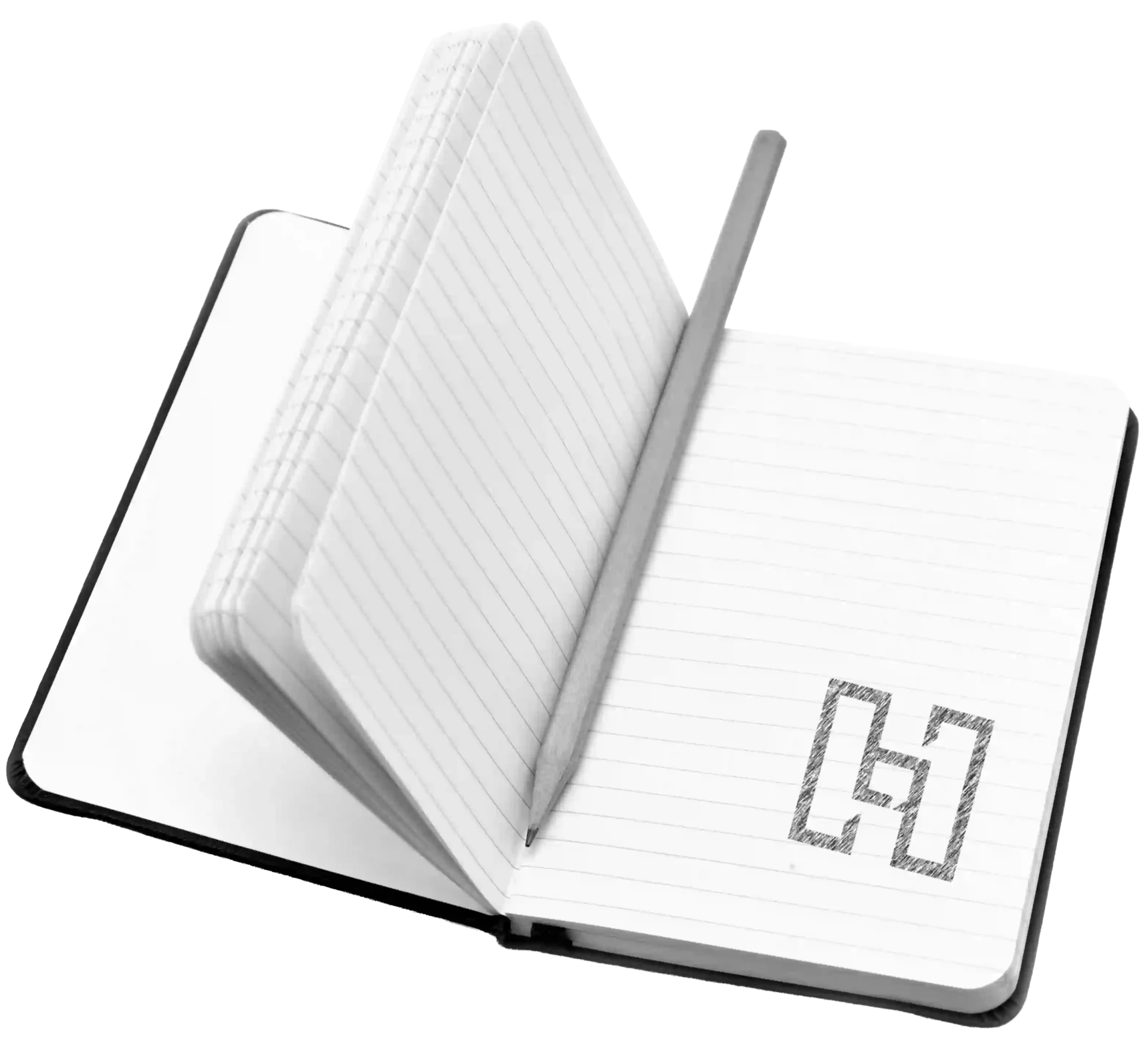 Notebook with Hurrdat logo scribble